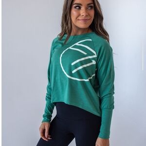 Savvi Women’s Rebel French Terry Pullover Top XS/S • Long Sleeve Logo Crewneck